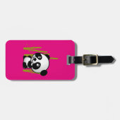 Schuif zwart-wit panda-beer in een bamboegroef. bagagelabel (Voorkant horizontaal)