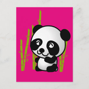 Schuif zwart-wit panda-beer in een bamboegroef. briefkaart
