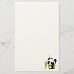 Schuif zwart-wit panda-beer in een bamboegroef. briefpapier