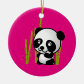 Schuif zwart-wit panda-beer in een bamboegroef. keramisch ornament (Voorkant)