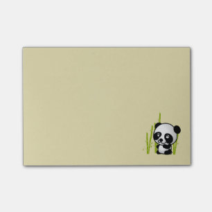 Schuif zwart-wit panda-beer in een bamboegroef. post-it® notes