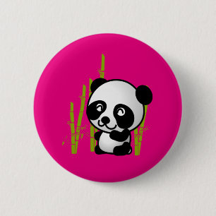 Schuif zwart-wit panda-beer in een bamboegroef. ronde button 5,7 cm