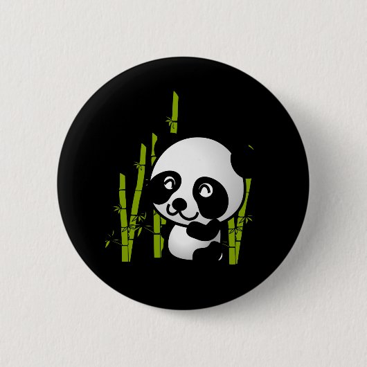 Schuif zwart-wit panda-beer in een bamboegroef. ronde button 5,7 cm (Voorkant)