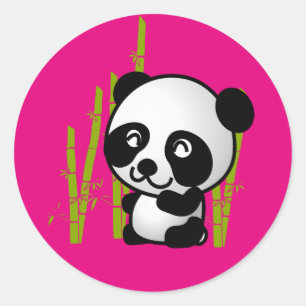 Schuif zwart-wit panda-beer in een bamboegroef. ronde sticker