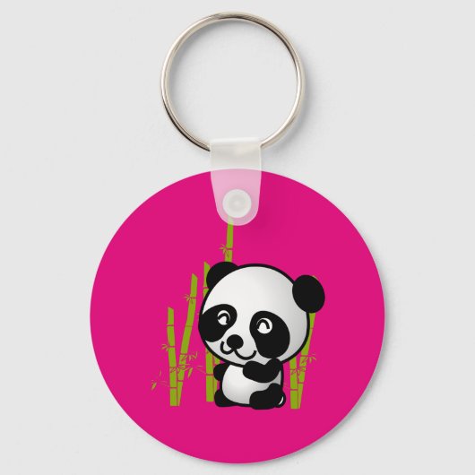 Schuif zwart-wit panda-beer in een bamboegroef. sleutelhanger (Voorkant)