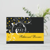 Schuifblad zwart, geel trouwrepetitiediner kaart (Staand voorkant)
