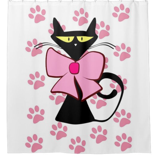 Schuifgordijn zwart, zwarte, roze verf afdrukken douchegordijn (Voorkant)