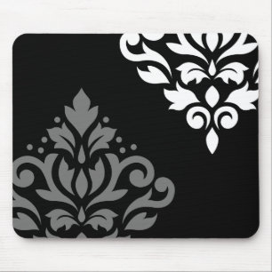 Schuifje Damask Art I Black Grey White Muismat
