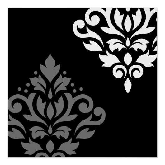 Schuifje Damask Art I Black Grey White Perfect Poster (Voorkant)