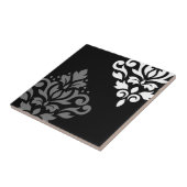 Schuifje Damask Art I Black Grey White Tegeltje (Zijkant)