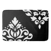Schuifje Damask Art I White op Black Badmat (Voorkant)