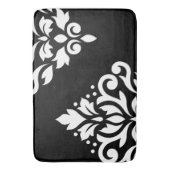 Schuifje Damask Art I White op Black Badmat (Voorkant Verticaal)