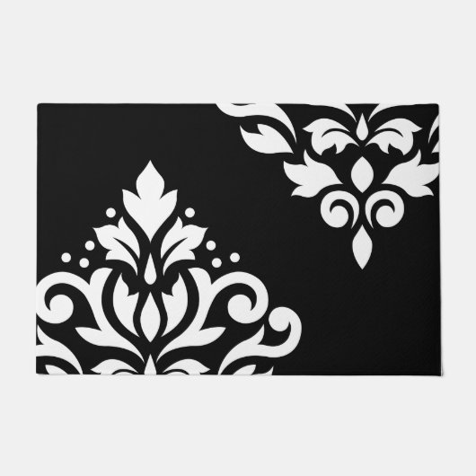 Schuifje Damask Art I White op Black Deurmat (Voorkant)