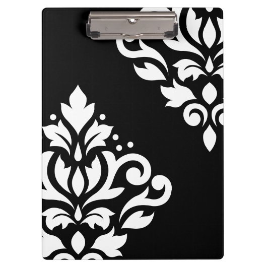 Schuifje Damask Art I White op Black Klembord (Voorkant)