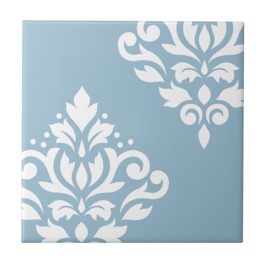 Schuifje Damask Art I White op Light Blue Tegeltje (Voorkant)