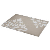 Schuifje Damask Art I White op Light Taupe Snijplank (Hoek)