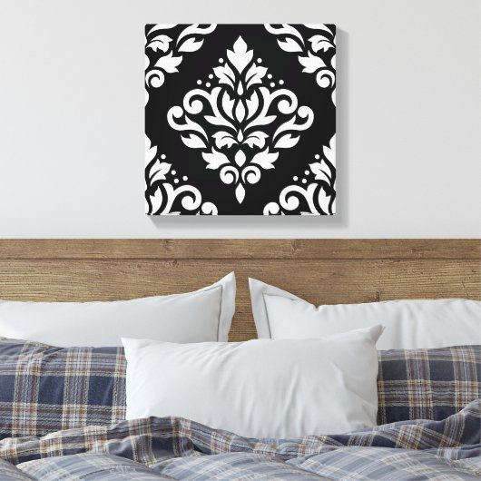 Schuifmasker Groot ontwerp (B) Wit op Zwart Canvas Afdruk (Insitu (Slaapkamer))