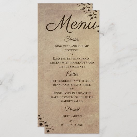 Schuifontwerp voor elegant, bijtend perkamentpapie menu (Voorkant / Achterkant)