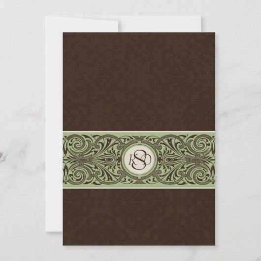 Schuifrand monogram (bruin, grijs en crème) kaart (Achterkant)