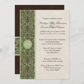 Schuifrand monogram (bruin, grijs en crème) kaart (Voorkant / Achterkant)