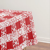 Schuifrooster met rode witte zijde, kerstmis tafelkleed (Voorbeeld)