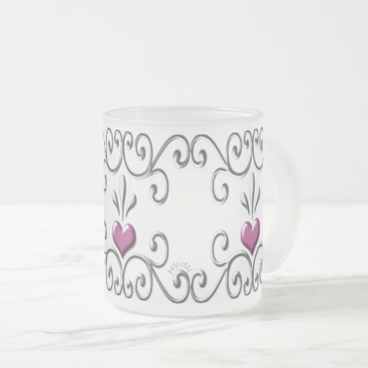 Schuifroze, klein, gevriesdroogde glazen Mok (Voorkant rechts)