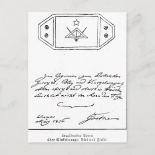 Schuifster over vierkant en kompas en lood briefkaart