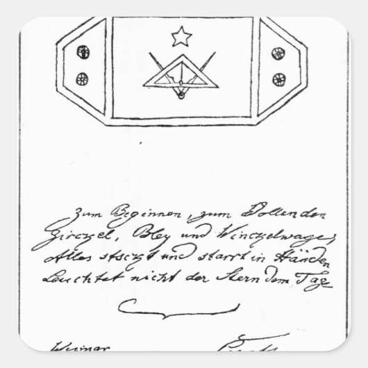 Schuifster over vierkant en kompas en lood vierkante sticker (Voorkant)