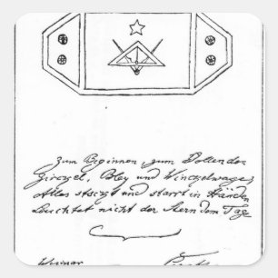 Schuifster over vierkant en kompas en lood vierkante sticker