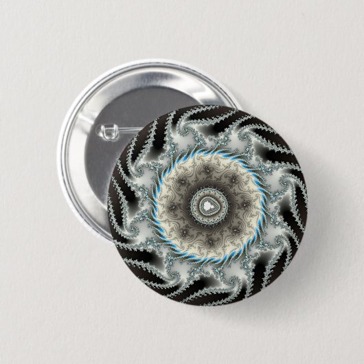 Schuifvis - Fractal Ronde Button 5,7 Cm (Voorkant /achterkant)