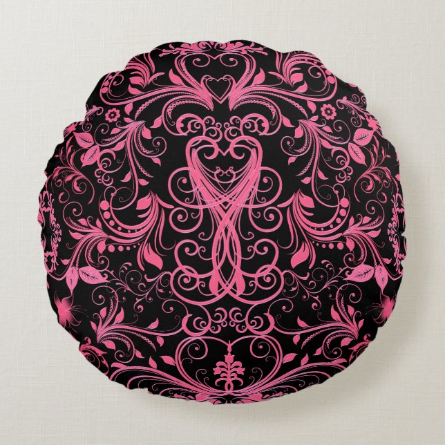 Schuifwerk, roze Sierkussen Rond Kussen (Voorkant)