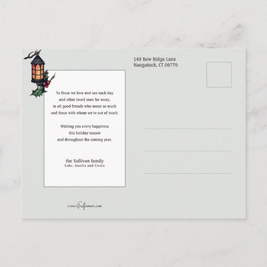 schuifwiel met Lantern en kerstgroet Briefkaart (Achterkant)