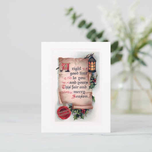  schuifwiel met Lantern en kerstgroet Briefkaart (Staand voorkant)