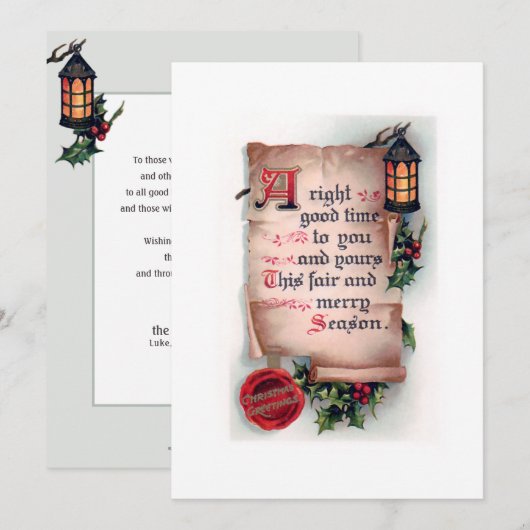 schuifwiel met Lantern en kerstgroet Feestdagenkaart (Voorkant / Achterkant)