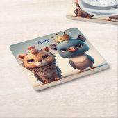 Schuil twee vrienden van wilde dieren kartonnen onderzetters (Schuin)