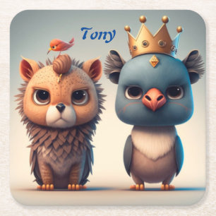 Schuil twee vrienden van wilde dieren kartonnen onderzetters