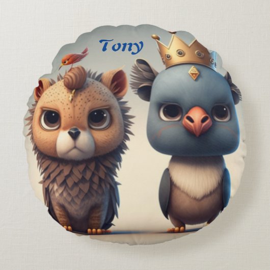 Schuil twee vrienden van wilde dieren rond kussen (Voorkant)