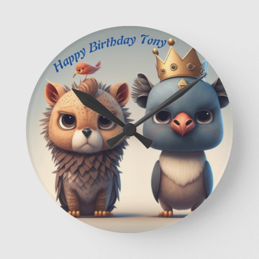 Schuil twee vrienden van wilde dieren ronde klok (Voorkant)