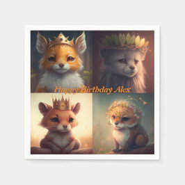 Schuil twee vrienden van wilde dieren servet