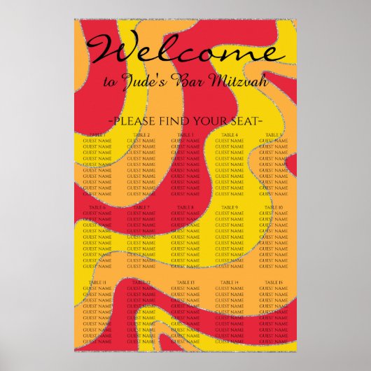 Schuilkaar met barstjes en bat Mitzvah Silvery Wav Poster (Voorkant)