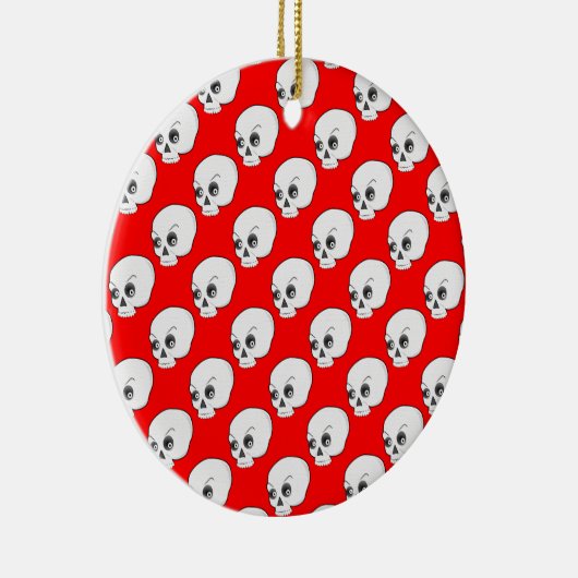 Schuilpatroon op rode achtergrond keramisch ornament (Rechts)