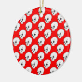 Schuilpatroon op rode achtergrond keramisch ornament (Links)