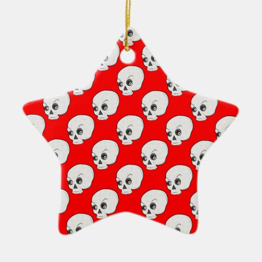 Schuilpatroon op rode achtergrond keramisch ornament (Voorkant)