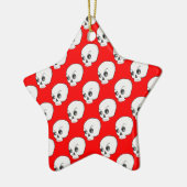 Schuilpatroon op rode achtergrond keramisch ornament (Links)