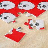 Schuilpatroon op rode achtergrond legpuzzel (Zijkant)