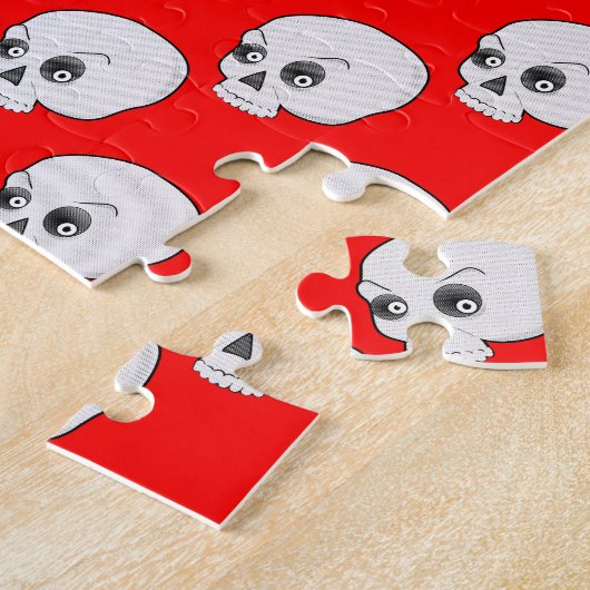 Schuilpatroon op rode achtergrond legpuzzel (Zijkant)