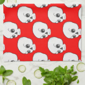 Schuilpatroon op rode achtergrond theedoek (Gevouwen)