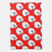 Schuilpatroon op rode achtergrond theedoek (Verticaal)