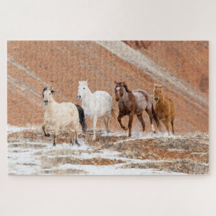 Schuilplaats Ranch met kleine kudde paarden in de  Legpuzzel