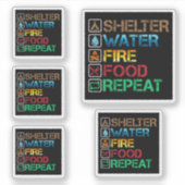 Schuilplaats Water Fire Food - Overleving Blijf Le Sticker (Voorkant)